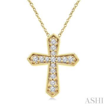 .15CTRD DM PETITE CROSS PD YG 10K-G+CH*